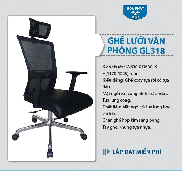  Ghế giám đốc Hòa Phát lưới cao cấp GL318