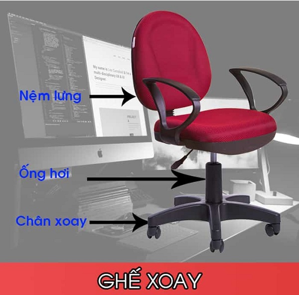 Cấu tạo ghế nhân viên chân xoay 