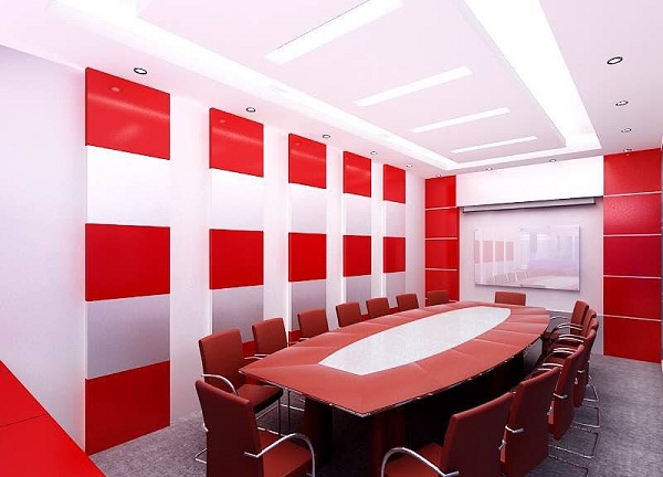 Thiết kế nội thất phòng họp tông đỏ ấn tượng